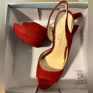 Jessica Simpson burnt orange Dress heels